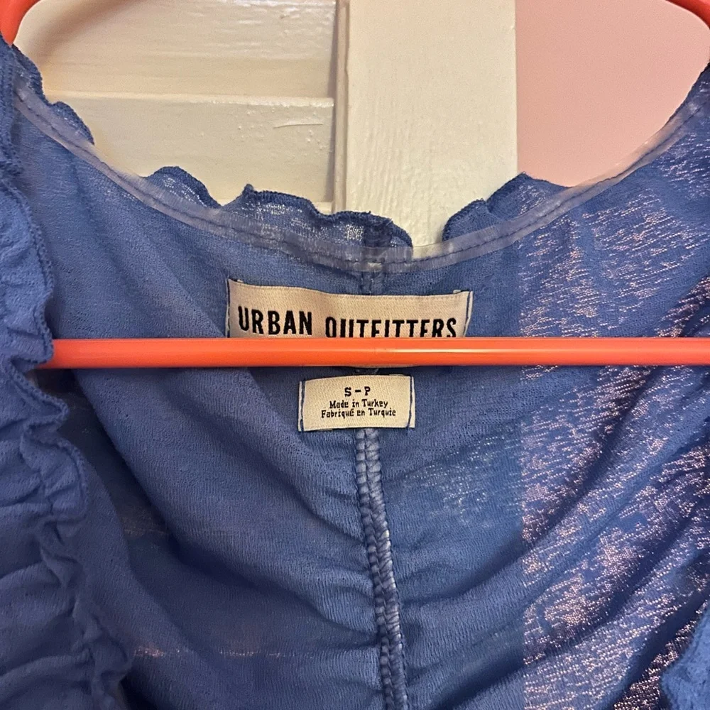 Blue Ruched Mesh Top - Picture 3 of 4